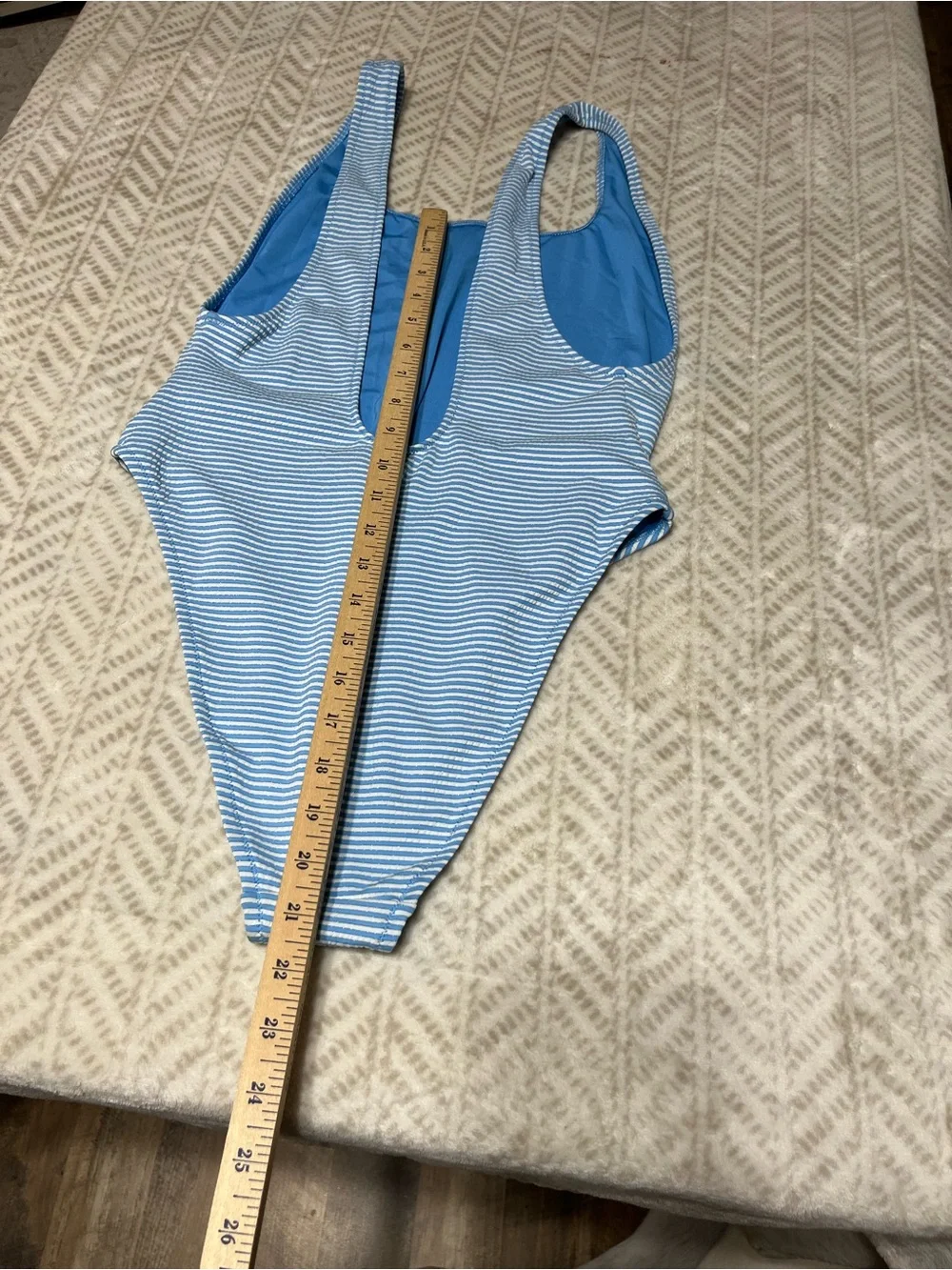 Aerie Large Blue and White Striped One-Piece Swimsuit